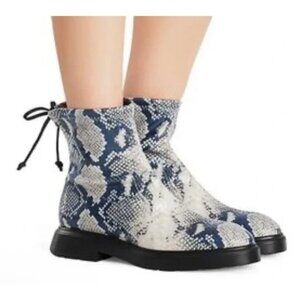 Stuart Weitzman Benita Snake-Print Sock Booties. 7.5